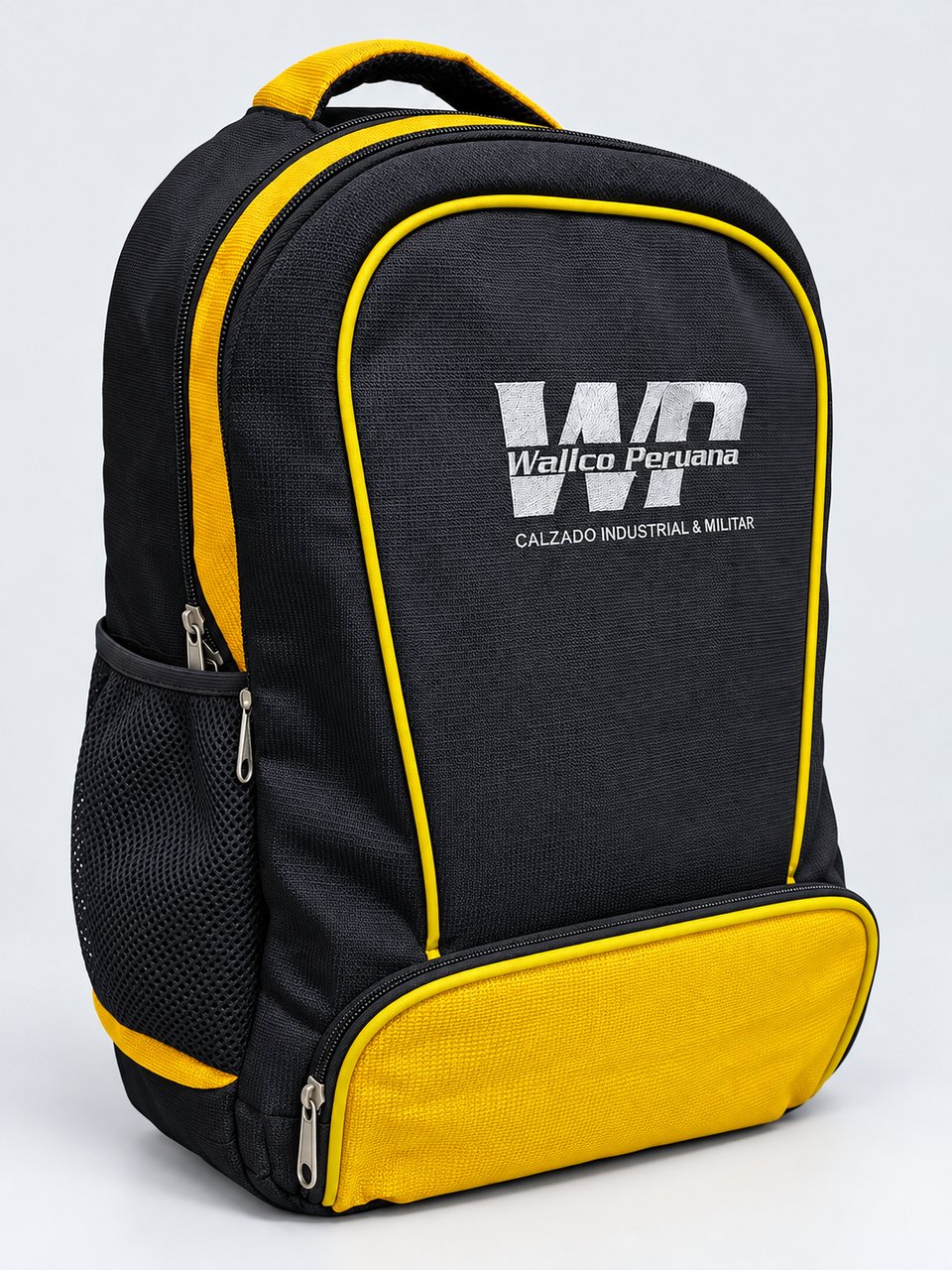 Mochila corporativa con contraste — vista lateral